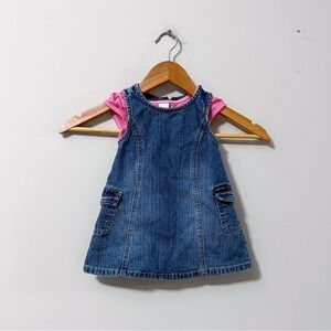 Vintage VTG Y2K 2003 Old Navy Baby Two Piece Pink Onsie Jean Dress Outfit